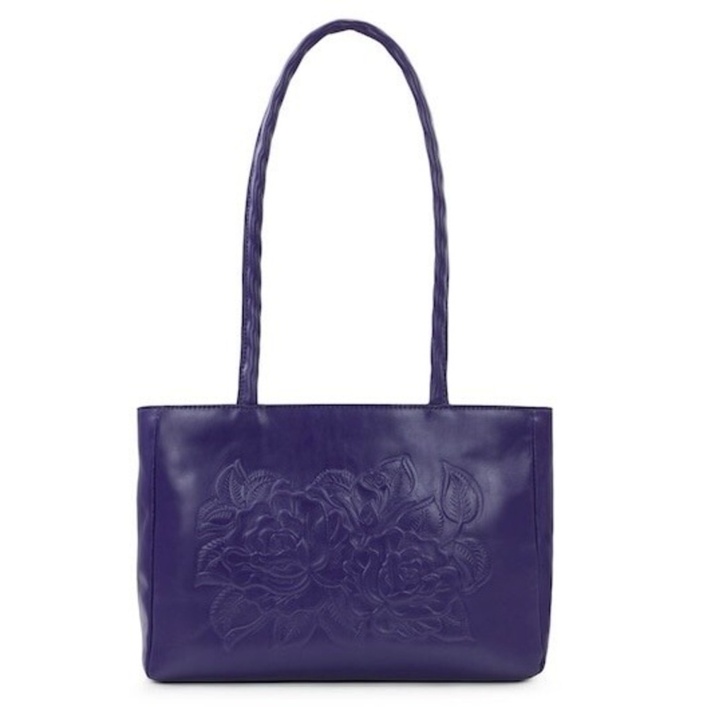 Patricia Nash Lucie Rose Tooled Leather Tote Bag Violet Orig. $229